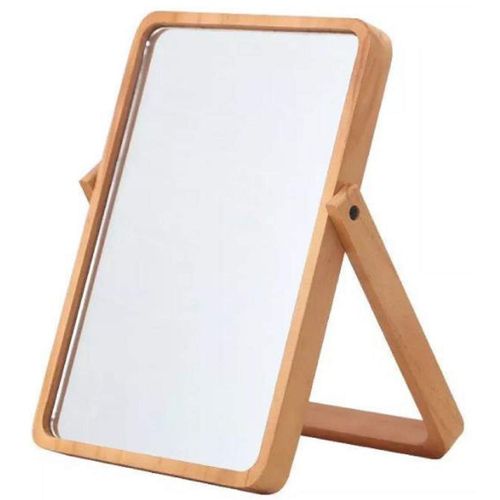 dilib Tabletop Mirror, Makeup Mirror, Natural Wood, Wall Mountable, Angle Adjustment, Wood Stand Mirror, Wall Mounted Mirror, 10.6 x 7.9 inches (27 x 20 cm), Wood Grain