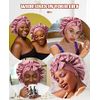 Satin Bonnet Silk Bonnet for Sleeping Silk Sleep Cap Double Layer Hair Bonnet with Elastic Tie Band for Curly Hair Night Cap (Bean Paste + Pink)