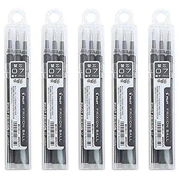 Pilot FriXion Ball Refill, 0.7mm, Black, LFBKRF30F3B, 3 Pack x 5 Pack Set