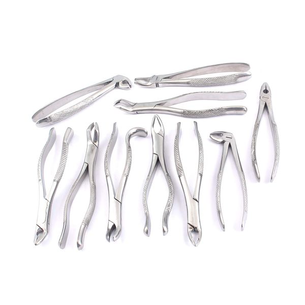 OdontoMed2011® NEW GERMAN GRADE STAINLESS SET OF 10 EACH EXTRACTING FORCEPS EXTRACTION DENTAL INSTRUMENTS ODM