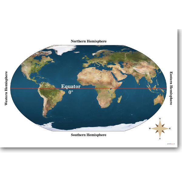 Equator - Geography World Map Classroom School - NEW POSTER