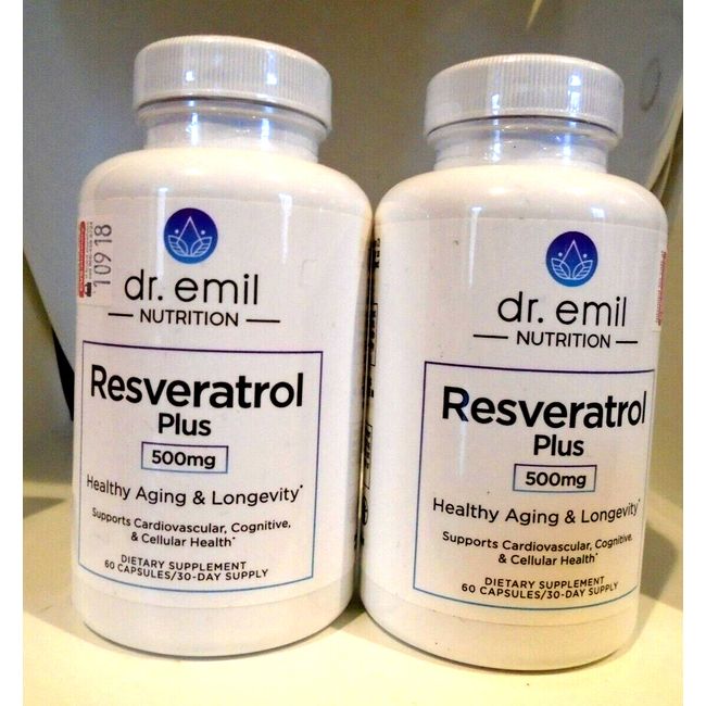 Dr. Emil Resveratrol Plus Dietary Supplement - 500 mg - 60 Capsules 2- Bottles