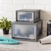 6 Qt. Small Plastic Stackable Storage Drawers Box Modular Gray Clear Set of 5