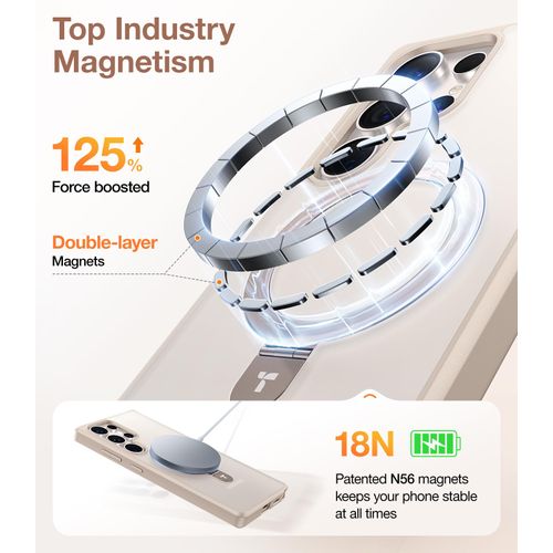 TORRAS Pale Apricot Magnetic for Galaxy S25 Ultra Case [Fit for Magsafe] Ring Stand, Shockproof Translucent Slim Protective Phone Cover for S25 Ultra, Apricot