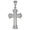 Sterling Silver Diamond-cut Fleury Fleur de Lis Cross Pendant Stardust Texture
