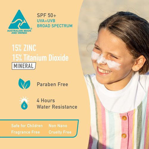 Sun Zapper Zinc Oxide Mineral Sunscreen Stick – SPF 50+ Water Resistant – White – 12g (0.42 Oz) – For Face & Body – Adults & Kids – Made in Australia