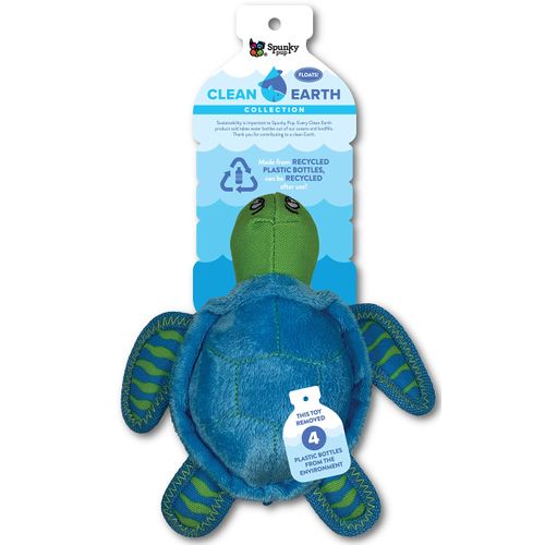 Spunky Pup Clean Earth Plush Turtle | Made from 100% Recycled Water Bottles | Small