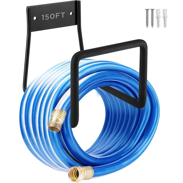 Metal Garden Water Hose Holder - Wall Mount Heavy Duty Holds Up to 150Ft for Outside Garden Hose, Expandable Hose, Hose Reel, Water Hose, Pocket Hose, Flexable Hose