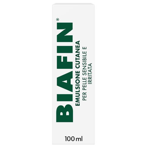 Biafin Emulsione Cutanea Idratante Lenitiva, Crema scottature, irritazioni e sfregamenti, Crema pelle sensibile e irritata, Pomata scottature ideale anche per tatuaggi e problemi cutanei, 100 ml