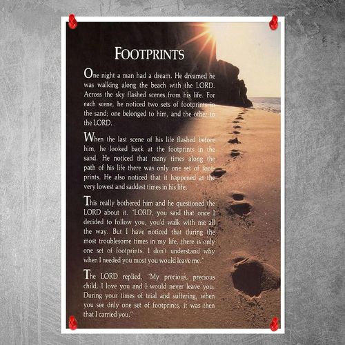 Footprints in The Sand Wall Art -Jesus Christian Poem Canvas Print Poster Motivational Office Room Aesthetics Decor (Black,16X24inch-Unframed)