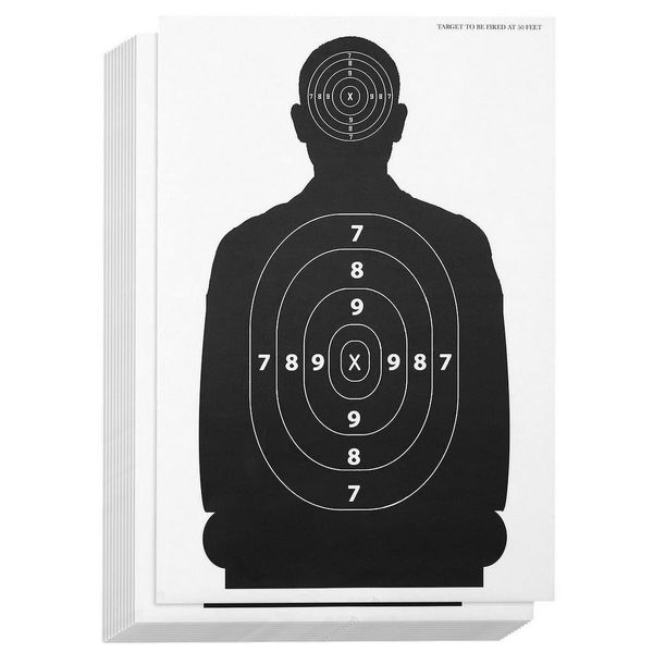 50 Pack Paper Shooting Targets for The Range, Pistol Practice, 17 x 25 Inch Silhouette