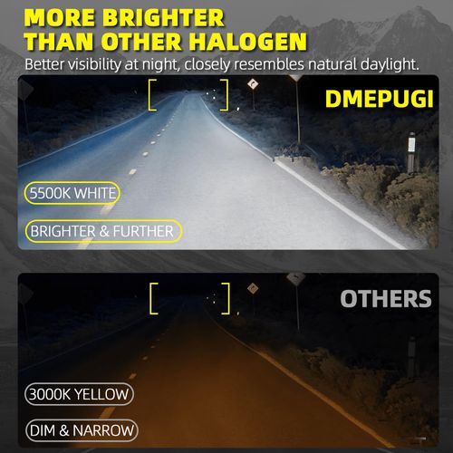 DMEPUGI Headlight Bulbs Fit For GMC Sierra 1500 2014-2015, 9012 High Low Dual Beam 5202 Fog Lights Combo, Super Bright 5500K White Light High Performance Halogen Light Bulbs, 4PCS