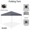 10 x 10FT Pop Up Height Adjustable Canopy Tent Folding Canopy w/Ropes Stake Grey