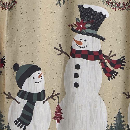 SKL Home Christmas/Winter/Gift Rustic Plaid Snowman Shower Curtain, Multicolored