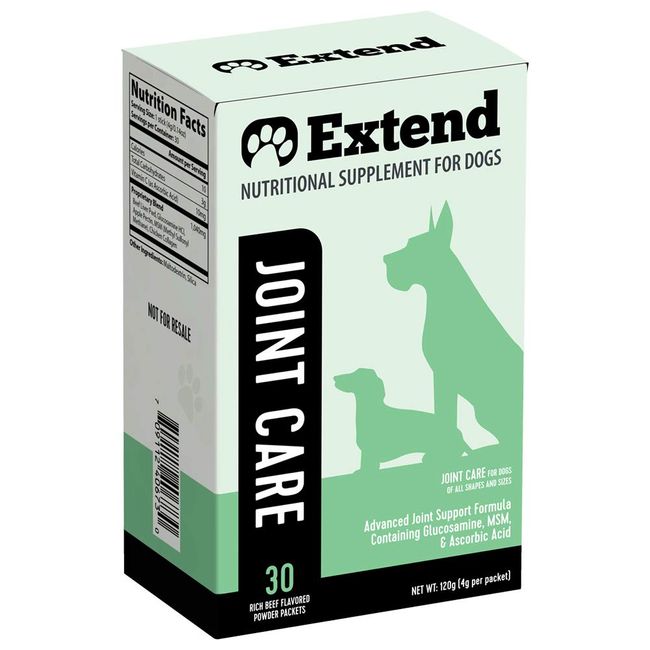 Extend - Joint Care for Dogs - 1 Month Supply - Glucosamine for Dogs with MSM & Ascorbic Acid - Pure Grade Ingredients - 100%