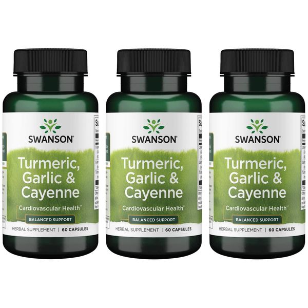 Swanson Full Spectrum Turmeric Garlic & Cayenne 60 Capsules (3 Pack)