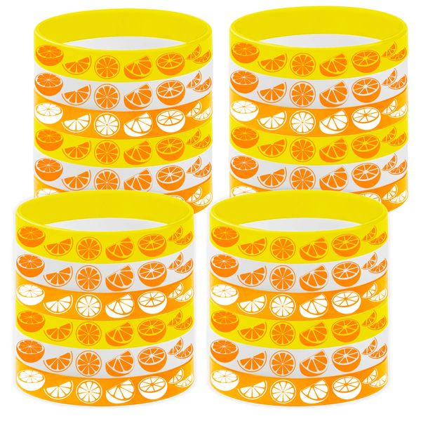 BignzwUra 24PCS Little Orange Cutie Themed Party Rubber Bracelets Tangerine Theme Clementine Fruit Orange Clementine Birthday Party Decorations Supplies Favors Goodie Bag Silicone Wristbands