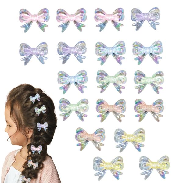 WUBAYI 18Pcs Bow Hair Clips Dazzling Cute Butterfly Hair Clips Cute Fairy Hair Clips for Children Clear Small Butterfly Baby Shatter Hair Clips, suitable for girls teen female hair accessories