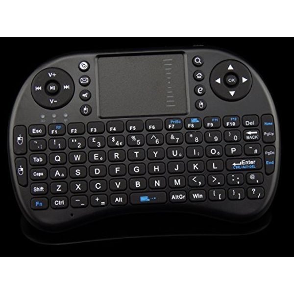 2.4G Mini Wireless KODI XBMC Keyboard Touchpad Mouse Combo - Multi-media Portable Handheld Android Keyboard- for PC Google Android Smart TV Tivo Box Media Mini TV PC Stick HTPC IPTV Laptop Raspberry PI PS3- British Layout-Black Color