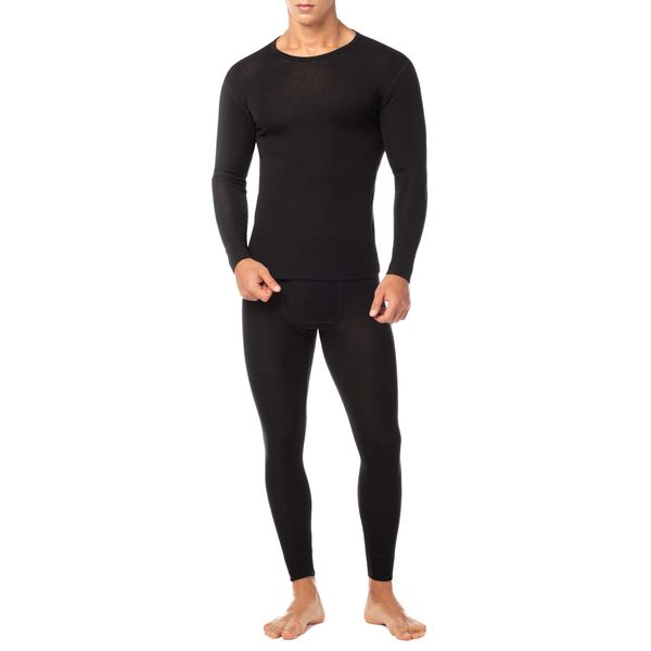 LAPASA Men's 100% Merino Wool Base Layer Set Lightweight Thermal Underwear Activewear Long John Top Bottom M31 Medium 1. Lightweight Black 1 Set