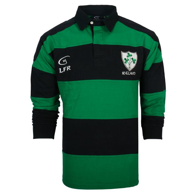 Ireland Longsleeve Striped Irish Rugby (Medium, Green, Blue)