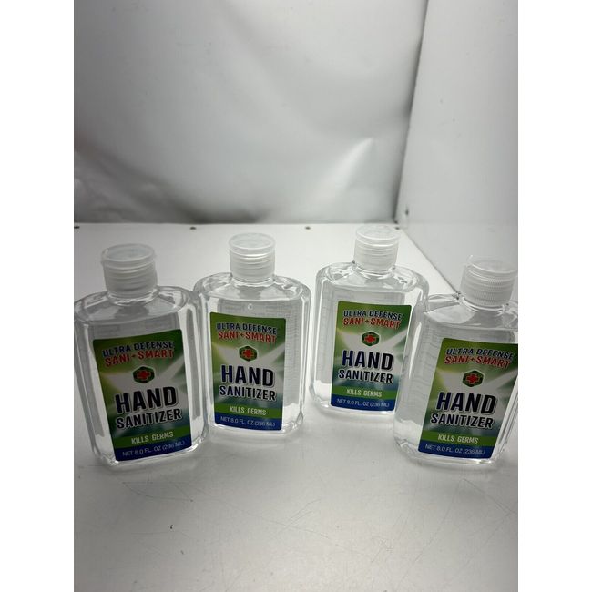 4-Pack Hand Sanitizer Liquid Ultra Defense Sani +Smart 8oz Bottles