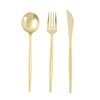 Tableclothsfactory 24 Pack | Gold Sleek Modern Flatware Set, Premium Plastic Silverware Cutlery Set - 8"