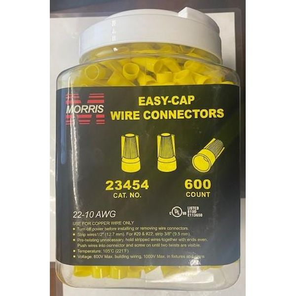 Morris Products 23454 Easy-Cap Wire Connectors Yellow 600pcs.