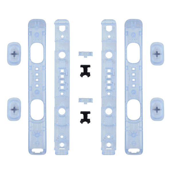 eXtremeRate DIY Replacement Shell for Joycon Strap, Transparent Clear Glacier Blue Custom Controller Wrist Strap Housing Buttons for Nintendo Switch & Switch OLED Model - 2 Pack