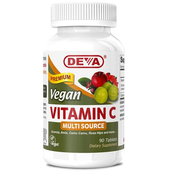 DEVA Vegan Vitamins - Vegan Food Based Premium Vitamin C - Multisource - Non-GMO - 90 Tablets