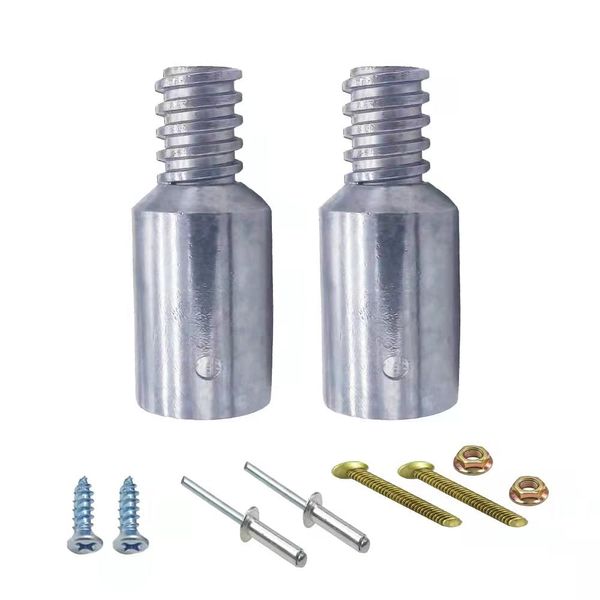 Threaded Tip Replacement - Ultra Threaded Tip Repair Kit - Metal Threaded Handle Tips for 1" Wood or Metal Poles-2 PC-Aluminum