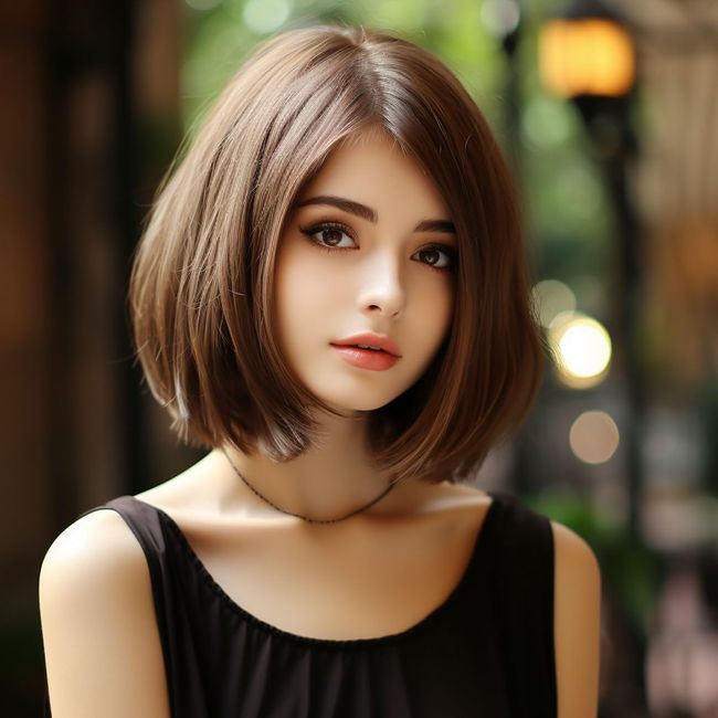 Short Dark Brown Wig for Women|Synthetic Brunette Wig for Girl|Shoulder Length Brown Wig for Daily Use