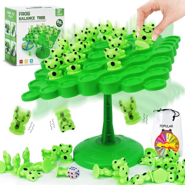 kykake Frog Balance Game Toys,Two-Player Balance Game Tree Parent-Child Interactive Family Tabletop Puzzle Game Montessori Toy,Birthday Christmas Bulk Frogs Board Game for Kids Adults (Frog)