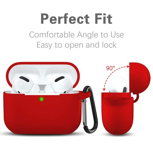 Lerobo Compatible with AirPods Pro Case Cover,Shock-Proof Silicone Skin Full Protective Cover Compatible for Airpods Pro,Supports Wireless Charging with Durable Carabiner Front LED Visible,Red