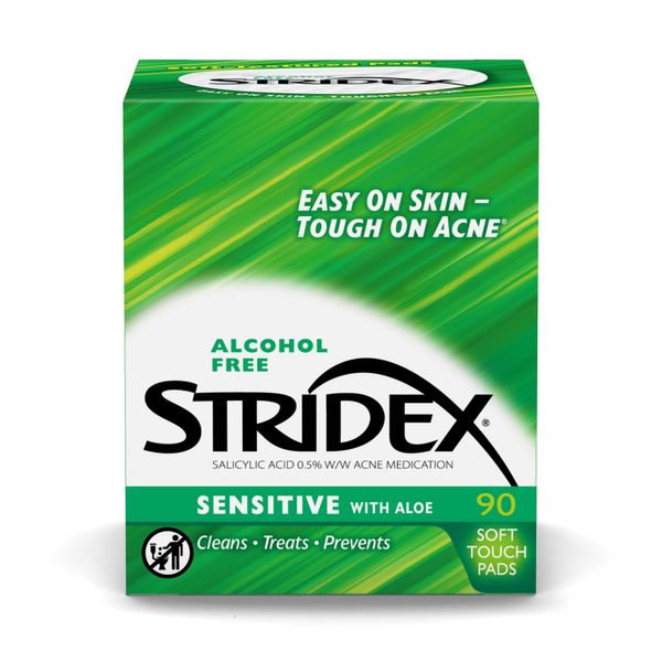 Stridex Medicated Acne Pads, Sensitive, 90-count, (Pack of 3)