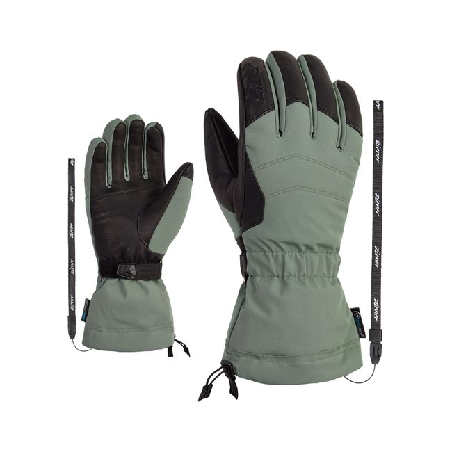 Ziener Damen KILATA Ski-Handschuhe/Wintersport | wasserdicht, Wolle, Freeride, Green mud, 6,5