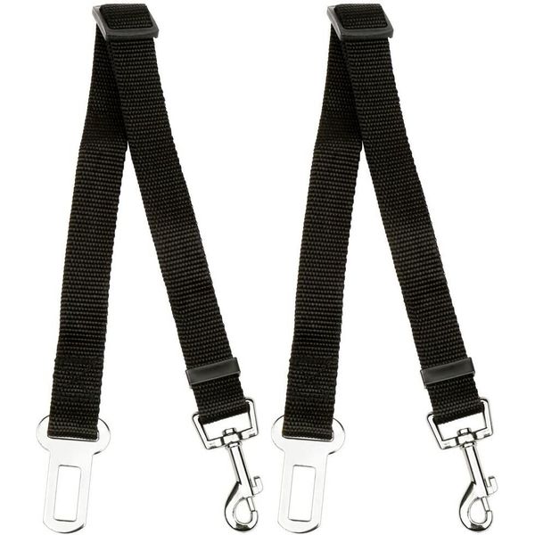 KAV Premium Car Seat Belt for Dogs Cats Pets, Adjustable for Cars (2 Pack Black)