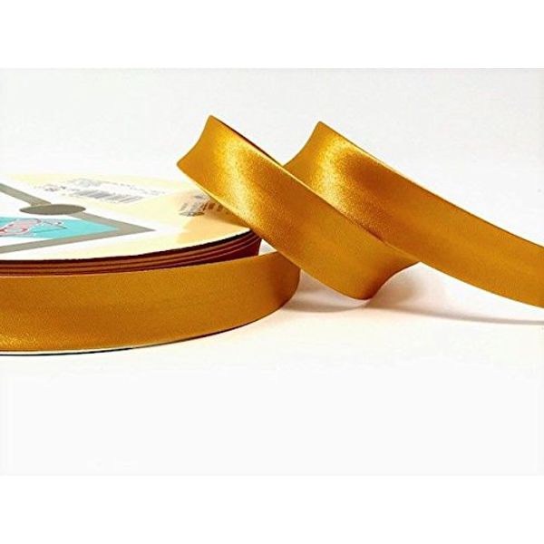 Gold Byetsa Satin Fold 18mm Bias Binding on a 25m Roll