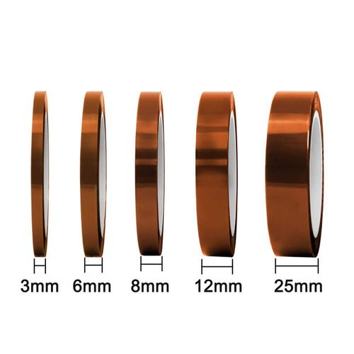 YIXISI 5 PCS High Temperature Tape, Kapton Tape, Polyimide Tape, Sublimation Tape, Multi-Sized 3mm/6mm/8mm/12mm/25mm × 33m, Thermal Transfer Tape, for 3D Printers etc. Up to 280℃ (536℉)