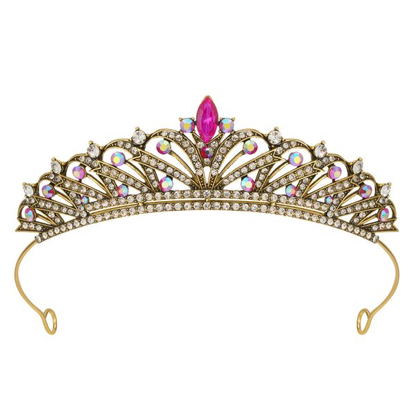 SWEETV Wedding Tiara Princess Crown Rhinestone Tiaras for Women and Girls, Rhinestone Bridal Princess Tiara Jewelry Headpieces for Bridal,Birthday,Party Costume Hair Accessories,Rose