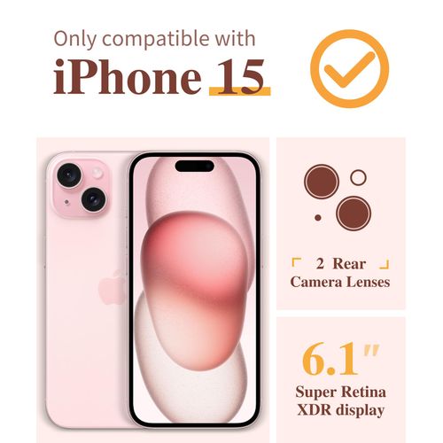 GVIEWIN for iPhone 15 Case, [3 in 1] with Screen Protector & Camera Lens Protector, Clear Soft Shockproof Slim Fit Floral Phone Cover for Women Girls 2023 6.1" (Sakura/Pink)