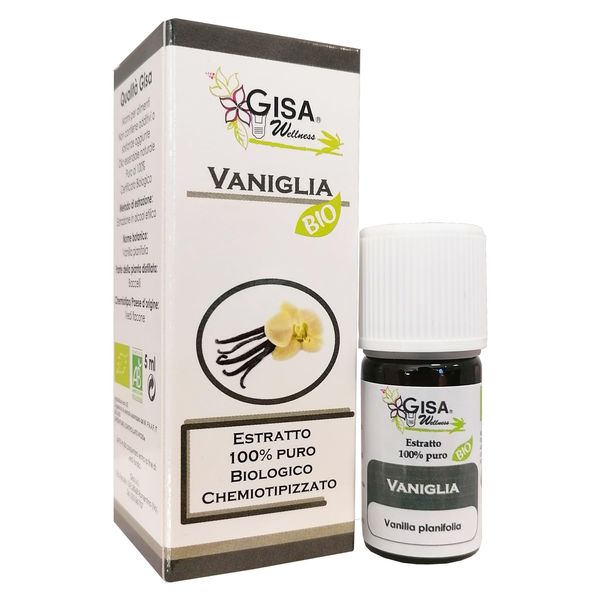 Vanilla, Organic Extract, 100% Pure and Natural, [5ml], Food Grade, for Aromatherapy, Massages, Relaxation, Personal Care, Antistress, Against Insomnia and Anti-Inflammatory