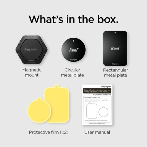 Spigen Car Phone Holder, KUEL [QS11] [Engineered Design] Magnetic In Car Phone Holder, Air Vent Hexagon Carbon Pattern 360° Rotatable One Touch Application