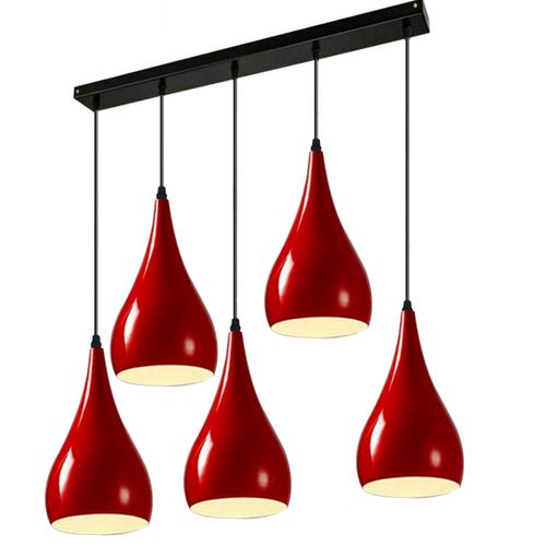 LEDSone Modern 5 Way Teardrop Ceiling Light Pendant Eyeball Design Colour Lamp Shades Fitting ES E27 UK Light Fitting (Red)