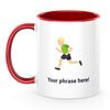 Personalised Emoji 11oz Mug Featuring Man Running Medium Light Skin Tone Red