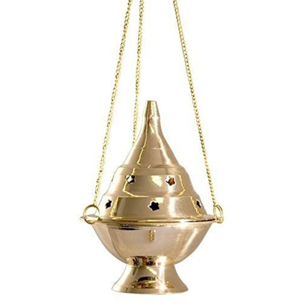 Accessories - Brass Burners Hanging Censer/Charcoal Incense Burner, 4.5" H