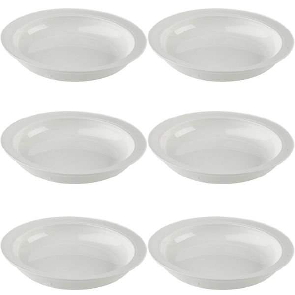 Providence Spillproof Lip Plates for Disabled Adults Inner Lip Dish for Adults - Lip Bowl - Adaptive Plate for Independence - Non Slip Plate for Disabled Adults - 9" White - 6 Pack