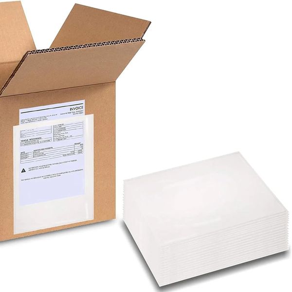 7.5"x 5.5" Clear Enclosed Packing Envelope Plain Face 1000/CS Front- Clear, Back- White (2 Cases)
