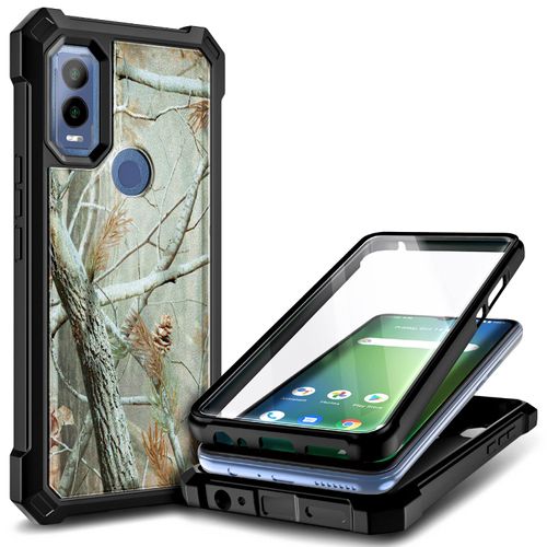 NZND Designed for Cricket Innovate E 5G Phone Case with [Built-in Screen Protector], Full-Body Protective Shockproof Rugged Bumper Cover Case (Camo)