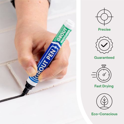 Twin Pack (BLACK) Grout Pen - Designed for restoring tile grout in bathrooms & kitchens
